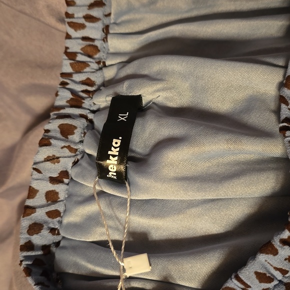 Blue & Brown Polka Dot 3-Layered Ruffle Long Dress - Picture 4 of 11